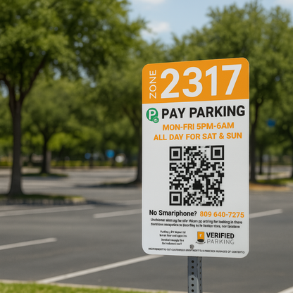 QR Parking Sign – “Scan to Pay” with Zone & Hours