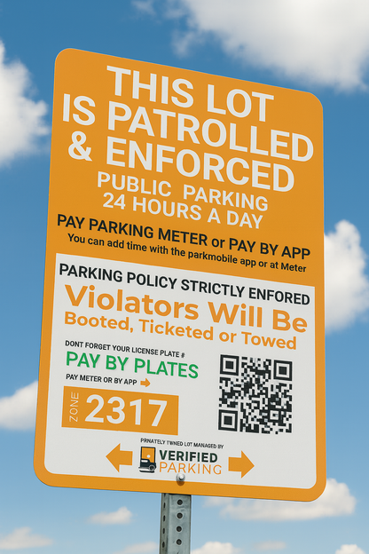 Enforcement Notice Sign – “Lot is Patrolled & Enforced”