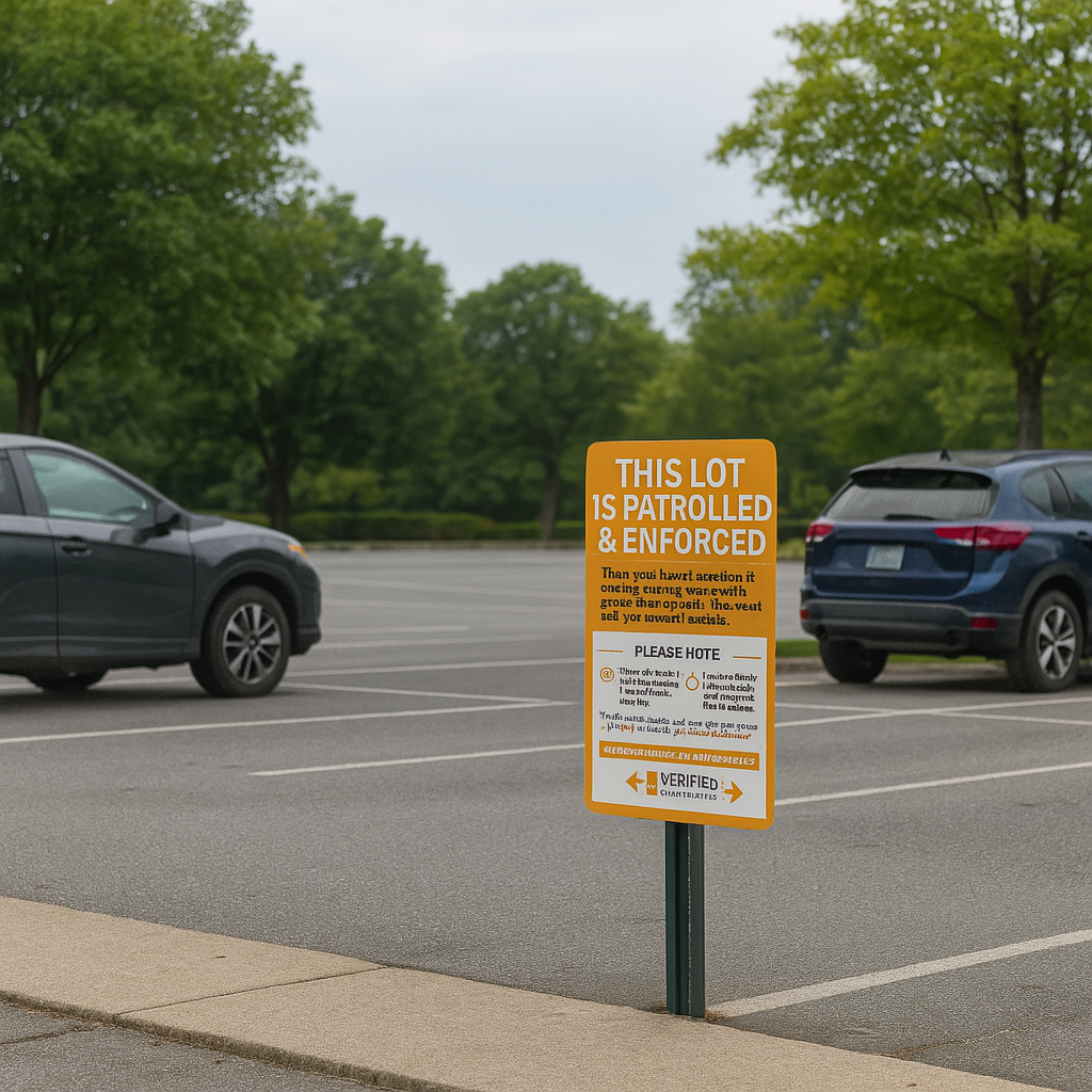 Enforcement Notice Sign – “Lot is Patrolled & Enforced”