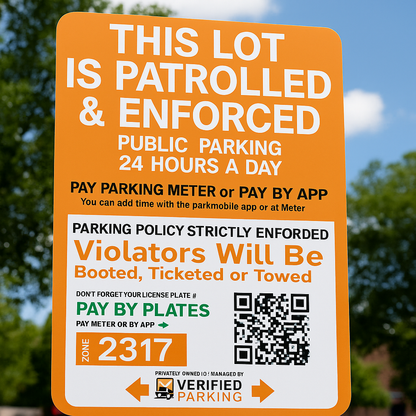Enforcement Notice Sign – “Lot is Patrolled & Enforced”