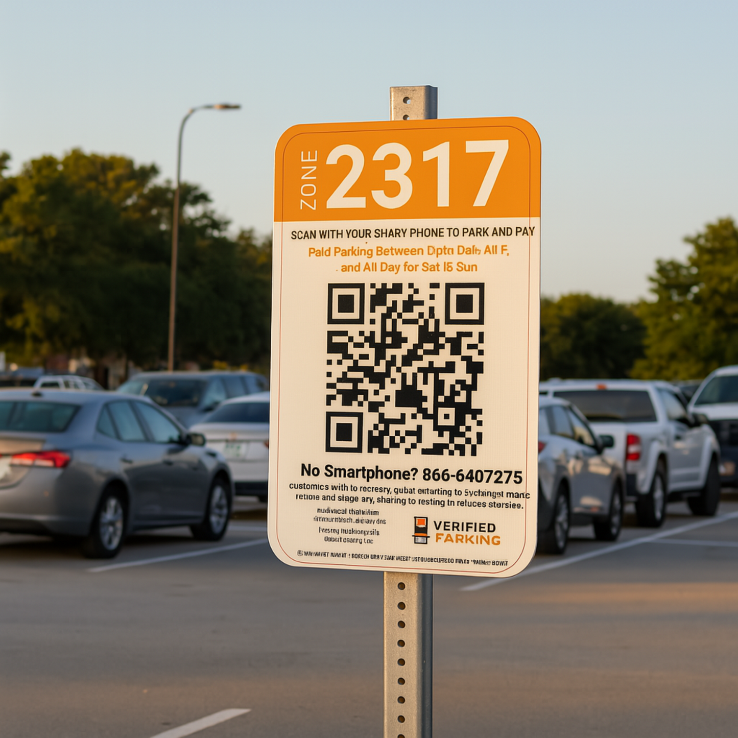 QR Parking Sign – “Scan to Pay” with Zone & Hours