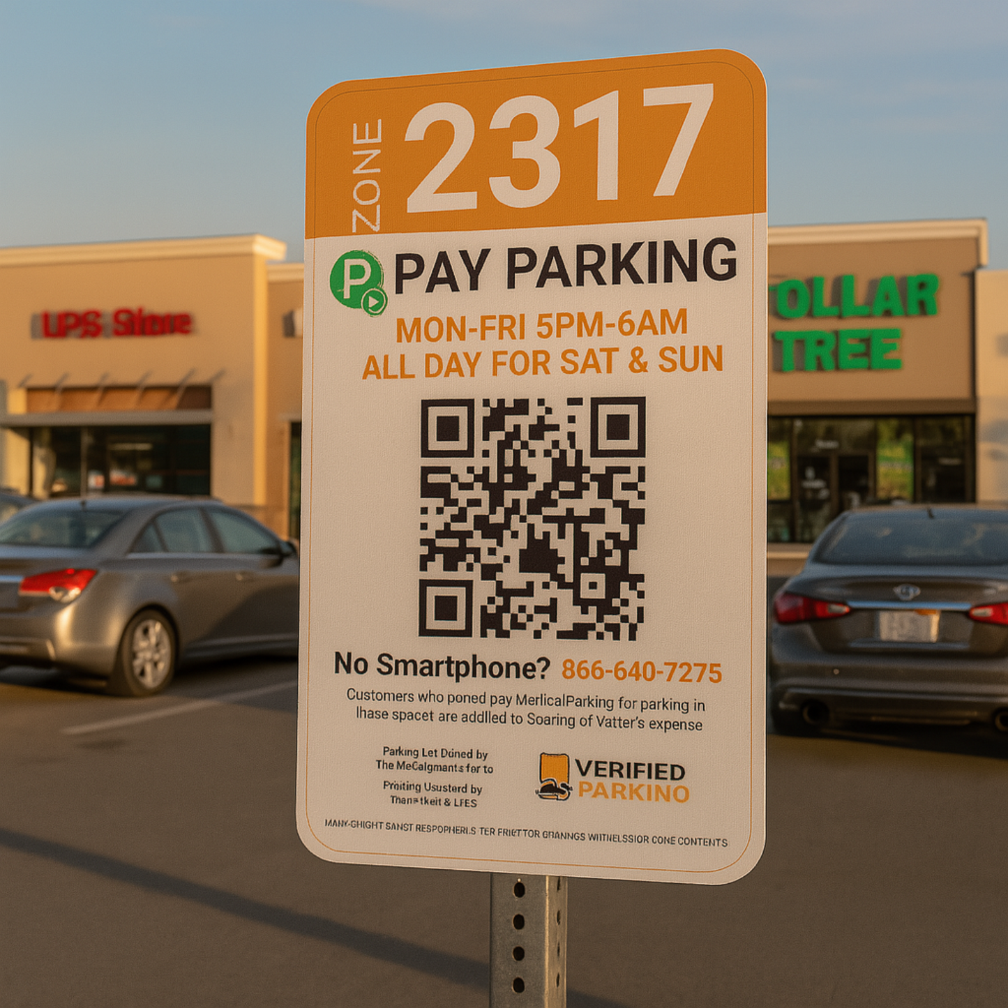 QR Parking Sign – “Scan to Pay” with Zone & Hours