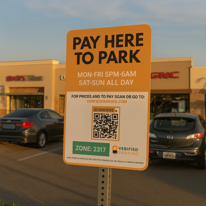 QR Parking Sign – “Scan to Pay” with Zone & Hours