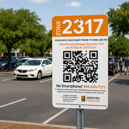 QR Parking Sign – “Scan to Pay” with Zone & Hours